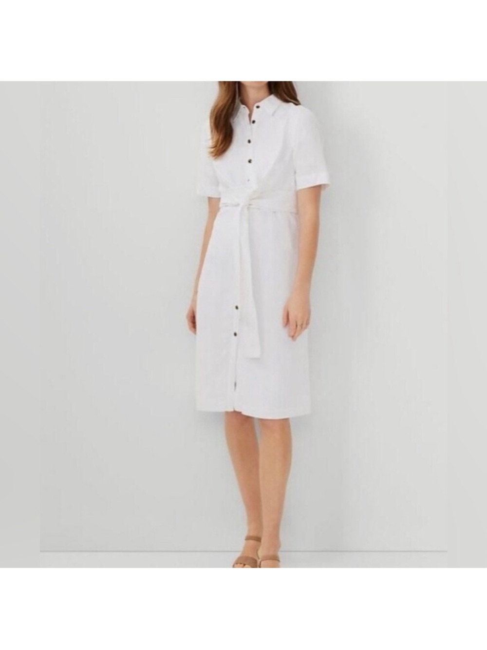 Classic White Shirt Dress with Tie Belt